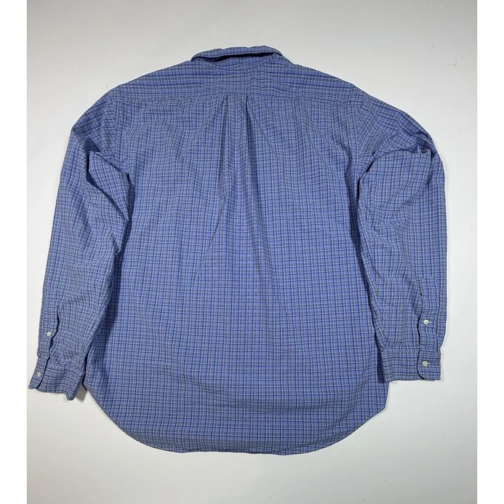 Ralph Lauren Button Down Shirt Mens Size 2XL Classic Fit Blue White Check